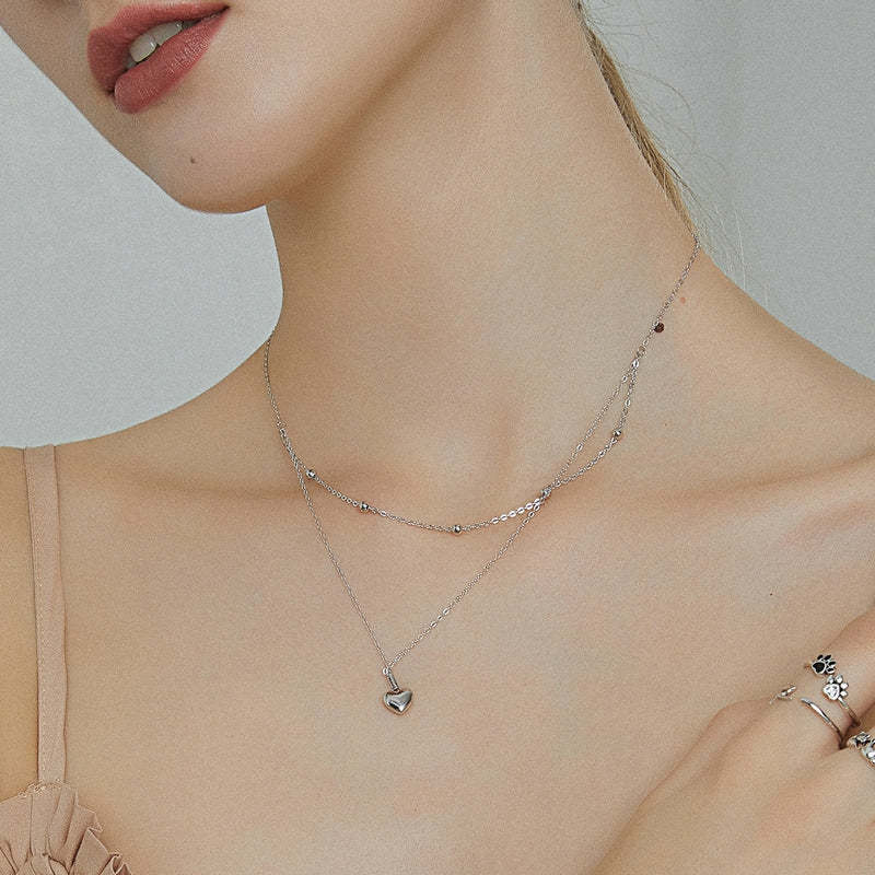 SILVER-COLORED HEART NECKLACE IN STOCK