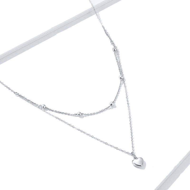SILVER-COLORED HEART NECKLACE IN STOCK